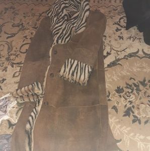 Zebra Print Lined Leather Jacket